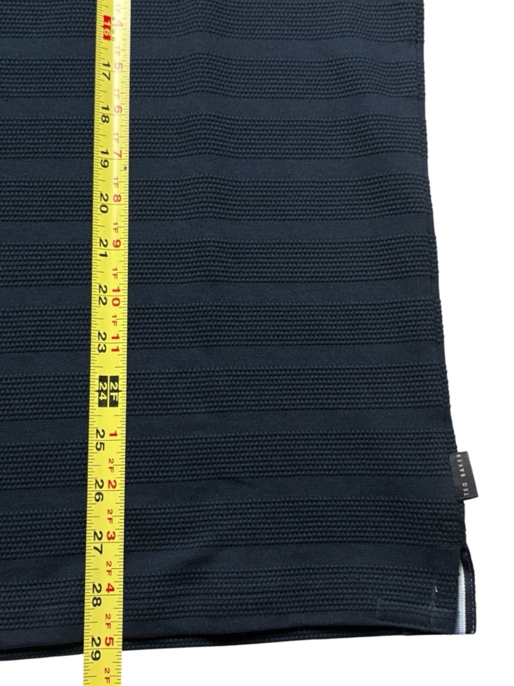 NWT Ted Baker Popcorn Stripe Long Sleeve Polo Size M Sky Captain Navy Blue - Picture 7 of 11